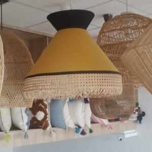 Lustre en tissu et cannage