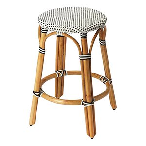 Tabouret de comptoir en rotin et résine synthétique