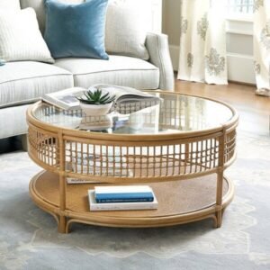 Table basse en rotin avec rangement